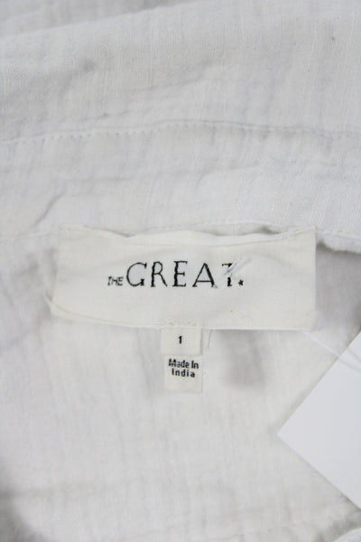 The Great Womens Basic Collared Cotton Button-Up Long Sleeve White Size 1