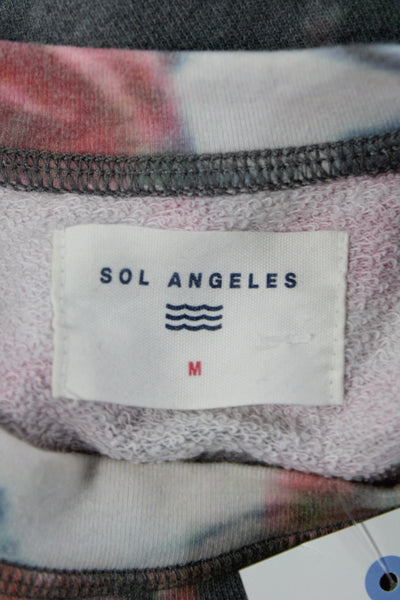 SOL ANGELES Womens Gray Floral Pullover Sweater Crew Neck Long Sleeve Size M
