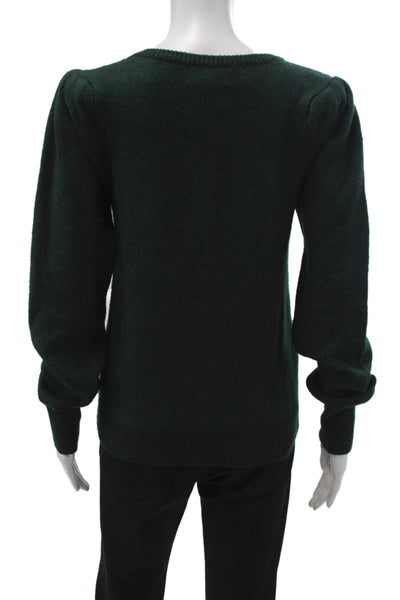 L'Academie Womens Pullover Sweater Green Crew Neck Long Sleeve Size M