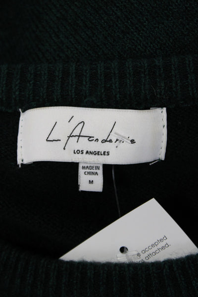 L'Academie Womens Pullover Sweater Green Crew Neck Long Sleeve Size M
