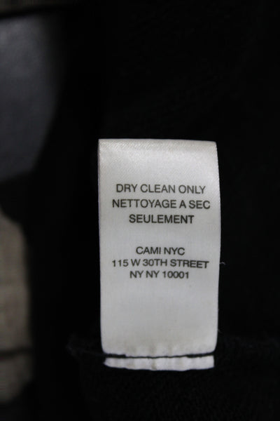 Cami NYC Womens Black Lace Pullover Sweater Crew Neck Long Sleeve Cotton Size S