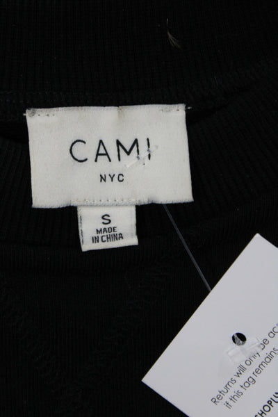 Cami NYC Womens Black Lace Pullover Sweater Crew Neck Long Sleeve Cotton Size S