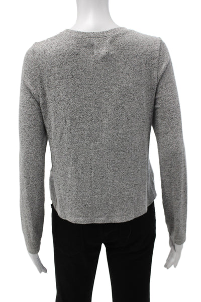 McGuire Womens Cropped Casual Top Gray Long Sleeve Crew Neck Size S