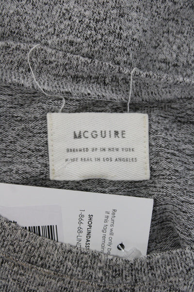 McGuire Womens Cropped Casual Top Gray Long Sleeve Crew Neck Size S