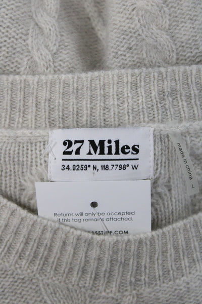 27 Miles Womens Beige Cashmere Argyle Pullover Size L