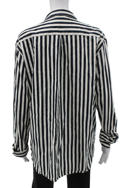 Mikoh Womens Collared Striped Cotton Shirt Long Sleeve Black Size 2