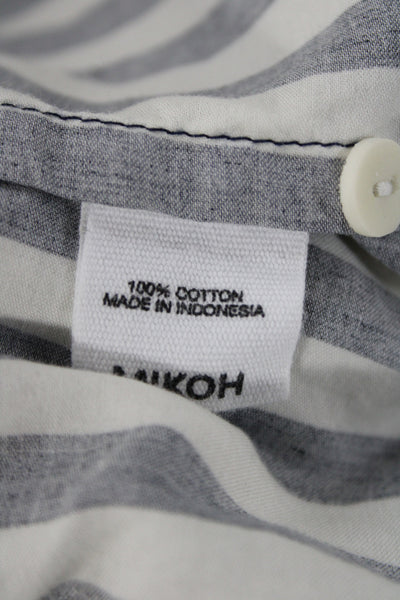 Mikoh Womens Collared Striped Cotton Shirt Long Sleeve Black Size 2