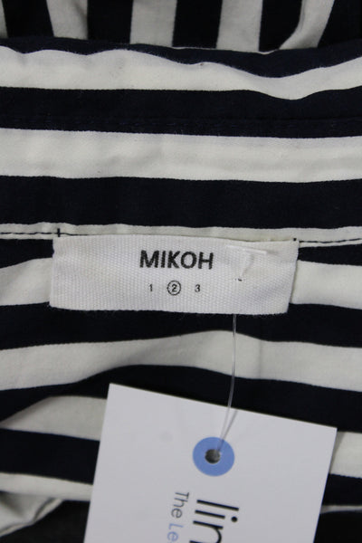 Mikoh Womens Collared Striped Cotton Shirt Long Sleeve Black Size 2