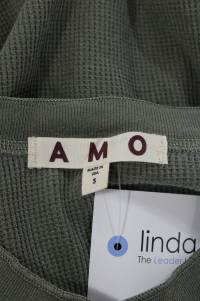Amo Women Henley Sweater Green Long Sleeve Size S