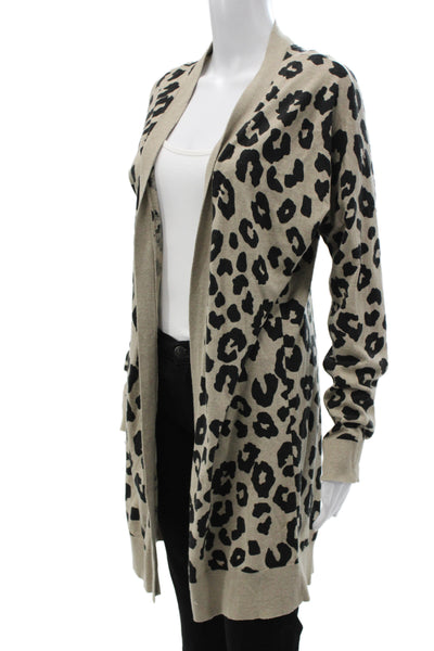 Sanctuary Women Beige Leopard V Neck Cardigan Long Sleeve 65% Cotton Size S