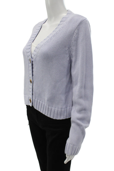 525 Womens Cardigan Blue V-Neck Long Sleeve Cotton Size L