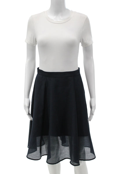 Club Monaco Women A-Line Skirt Black Knee Length Polyester Size 2