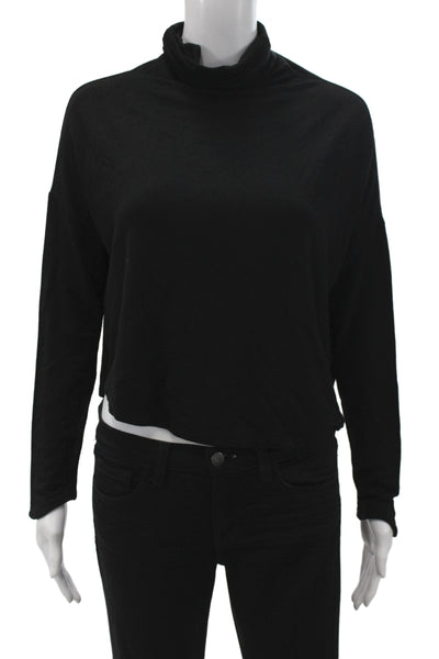 Habitual Womens Mock Neck Long Sleeve Shirt Black Size S