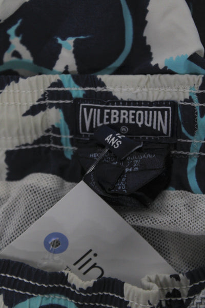 Vilebrequin Kids Cotton Novelty Monkey Print Swim Trunks Blue White Size 12