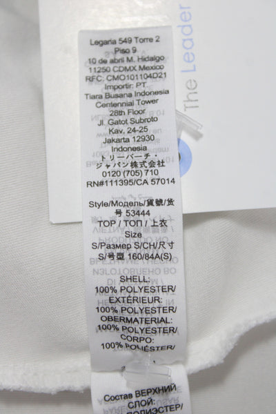 Tory Sport Women White Jersey Sleeveless Tank Mockneck Zip Athleisure Size S