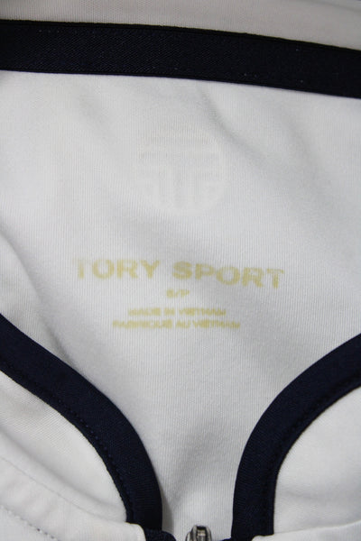Tory Sport Women White Jersey Sleeveless Tank Mockneck Zip Athleisure Size S