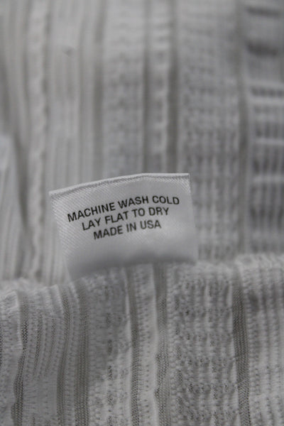 L'etoile Womens Tank Top White Striped Round Neck Zip Sporty Size S