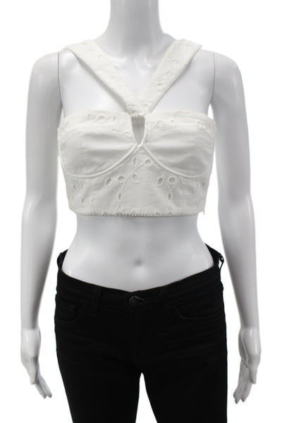 Zara Womens Corset Top Halter White Cotton Zip Sleeveless Boho Size S