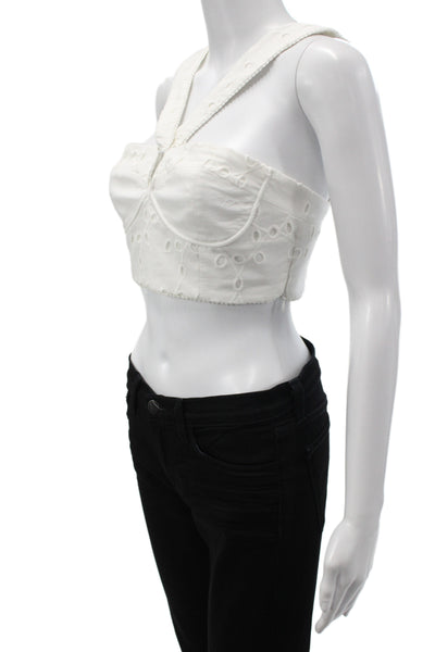 Zara Womens Corset Top Halter White Cotton Zip Sleeveless Boho Size S