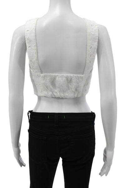 Zara Womens Corset Top Halter White Cotton Zip Sleeveless Boho Size S