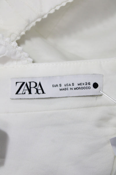 Zara Womens Corset Top Halter White Cotton Zip Sleeveless Boho Size S