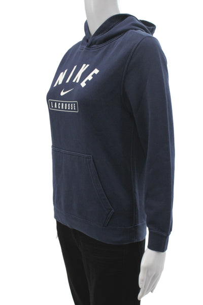 Nike Womens Pullover Hoodie Blue Cotton Lacrosse Crew Neck Size L