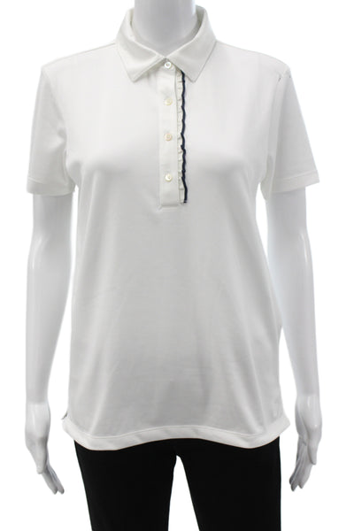 Tory Sport Womens White Collared Short Sleeve Basic Polo Coolmax Size S