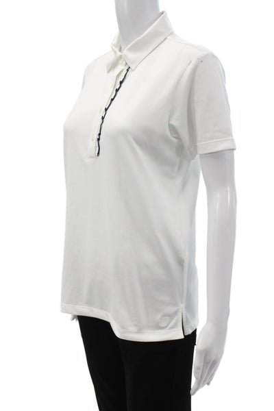 Tory Sport Womens White Collared Short Sleeve Basic Polo Coolmax Size S