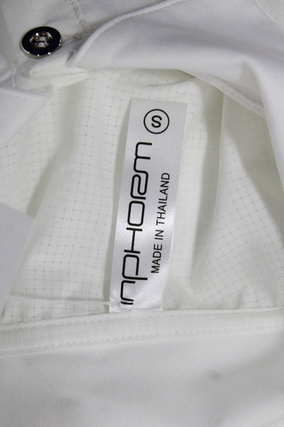 InPhorm Women Sleeveless Basic Polo White Collared Button Polyester Golf Size S