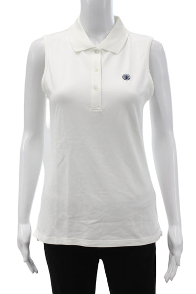 Tory Sport Womens Sleeveless Collared Polo White 52% Cotton Pre-Owned Size S