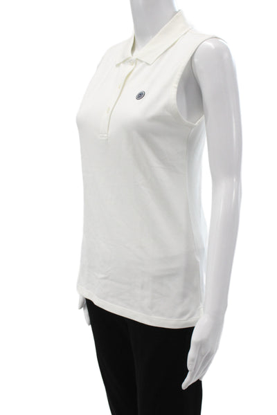 Tory Sport Womens Sleeveless Collared Polo White 52% Cotton Pre-Owned Size S