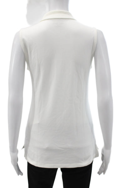 Tory Sport Womens Sleeveless Collared Polo White 52% Cotton Pre-Owned Size S