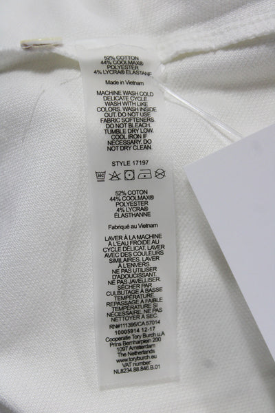 Tory Sport Womens Sleeveless Collared Polo White 52% Cotton Pre-Owned Size S