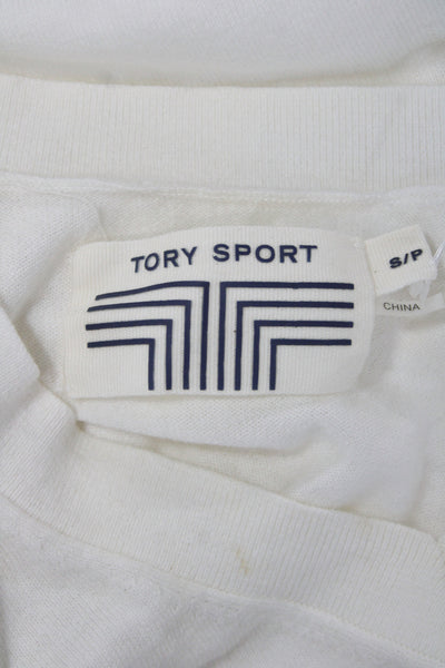 Tory Sport Women Pullover V-Neck Striped Long Sleeve White Size S