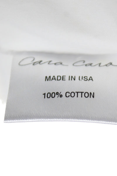 Cara Cara Womens Blouse White V-Neck Short Sleeve Cotton Zip Bohemian Size S