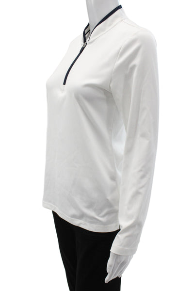 Tory Sport Women Track Jacket White Zip High Neck Long Sleeve Size S
