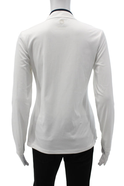 Tory Sport Women Track Jacket White Zip High Neck Long Sleeve Size S