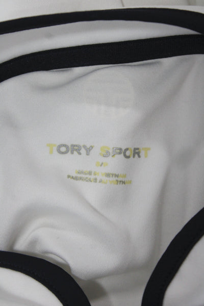 Tory Sport Women Track Jacket White Zip High Neck Long Sleeve Size S
