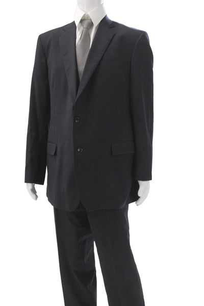 Brooks Brothers Mens 2 Piece Black Wool Suit Solid Classic Big & Tall Size 46