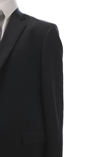 Brooks Brothers Mens 2 Piece Black Wool Suit Solid Classic Big & Tall Size 46