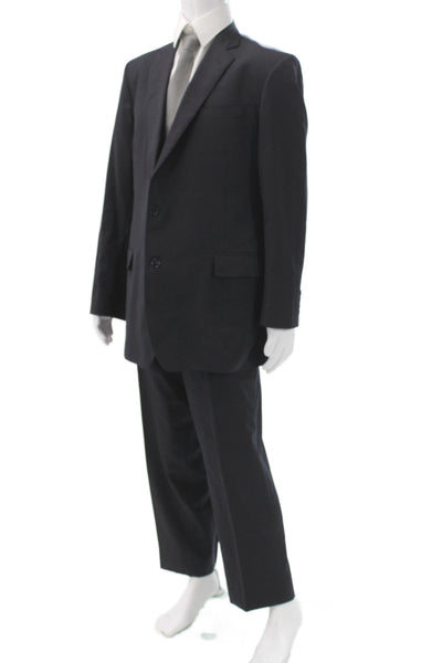 Brooks Brothers Mens 2 Piece Black Wool Suit Solid Classic Big & Tall Size 46