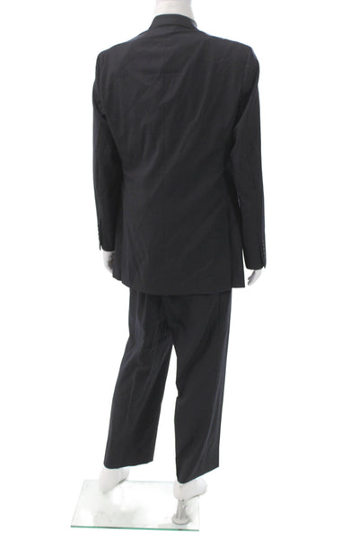 Brooks Brothers Mens 2 Piece Black Wool Suit Solid Classic Big & Tall Size 46