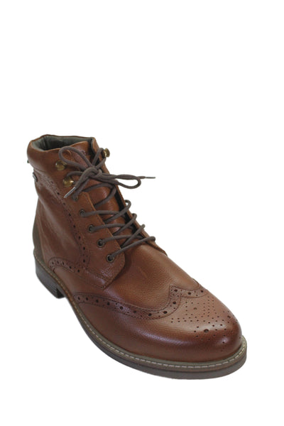 Barbour Mens Leather Lace Up Seaton Ankle Boots Almond Brown Size 13