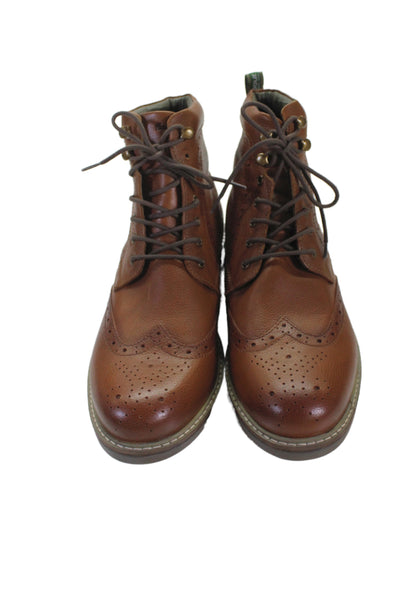 Barbour Mens Leather Lace Up Seaton Ankle Boots Almond Brown Size 13