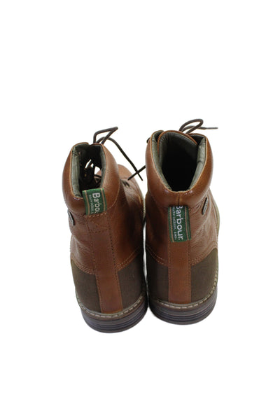 Barbour Mens Leather Lace Up Seaton Ankle Boots Almond Brown Size 13