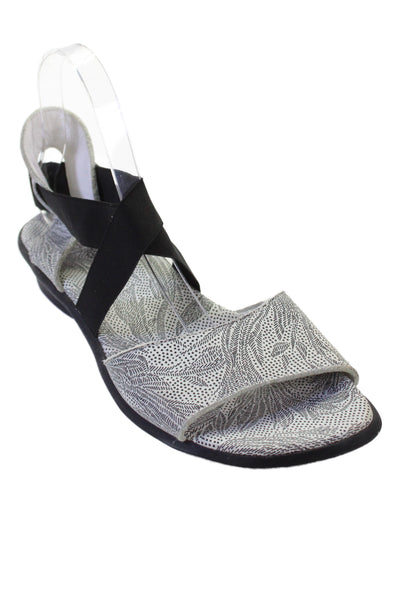 Arche Womens Printed Crisscross Ankle Strap Sandals Shoes White Size 10
