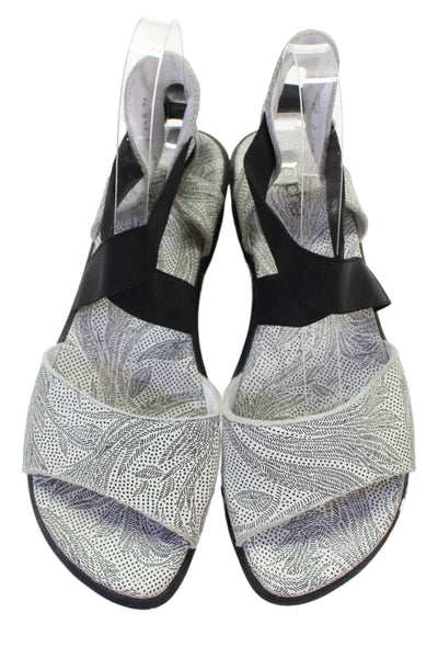 Arche Womens Printed Crisscross Ankle Strap Sandals Shoes White Size 10