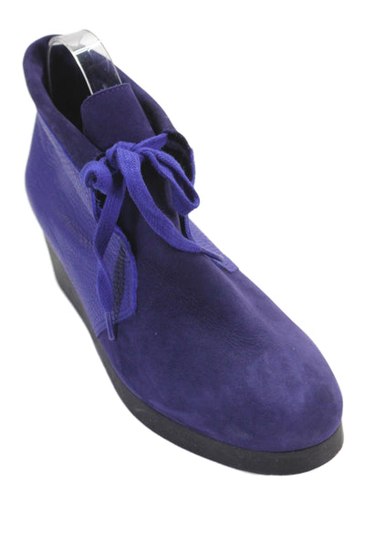 Arche Womens Suede Lace Up Wedge Heels Shoes Blue Size 10