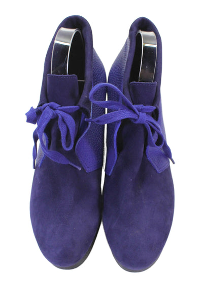 Arche Womens Suede Lace Up Wedge Heels Shoes Blue Size 10