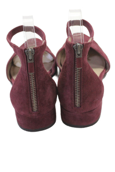 Eileen Fisher Womens Suede Ankle Strap Low Heels Sandals Shoes Red Size 8.5